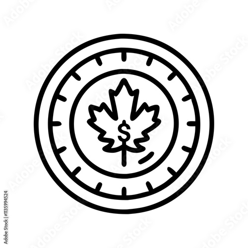 canadian penny vintage icon, canada day line art, canada icon - simple black line art icon of canadian penny vintage, symbolizing canada day celebrations. canadian vector art.