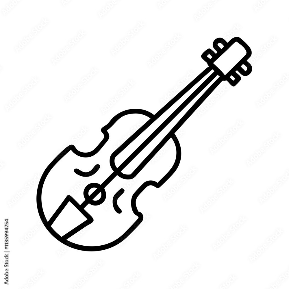 Obraz premium fiddle for traditional music icon, canada day line art, canada icon - simple black line art icon of fiddle for traditional music, symbolizing canada day celebrations. canadian vector art.