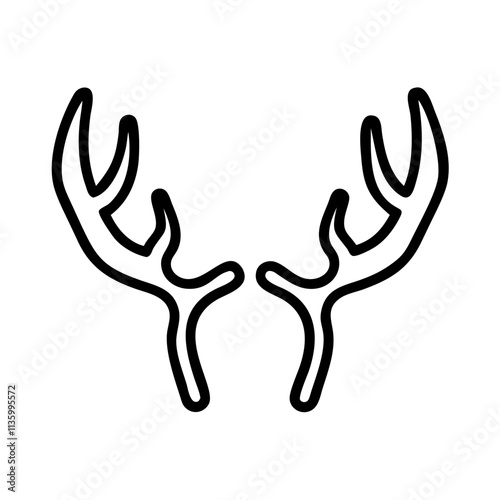 moose antlers icon, canada day line art, canada icon - simple black line art icon of moose antlers, symbolizing canada day celebrations. canadian vector art. photo