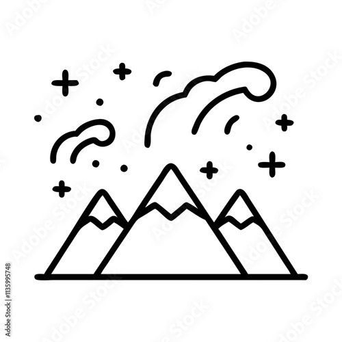northern lights icon, canada day line art, canada icon - simple black line art icon of northern lights, symbolizing canada day celebrations. canadian vector art.