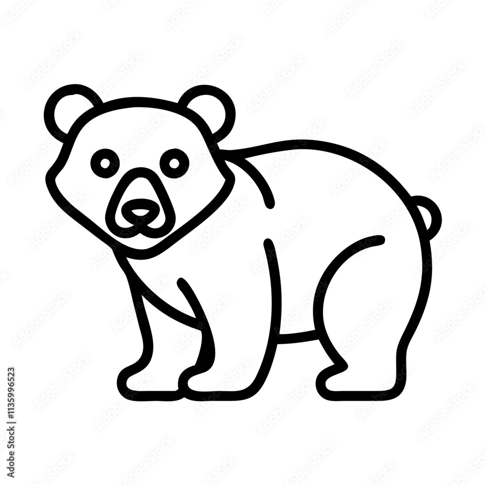 Fototapeta premium bear icon, canada day line art, canada icon - simple black line art icon of bear, symbolizing canada day celebrations. canadian vector art.