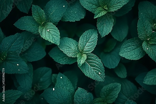 Dark Green Mint Leaves Texture Background photo