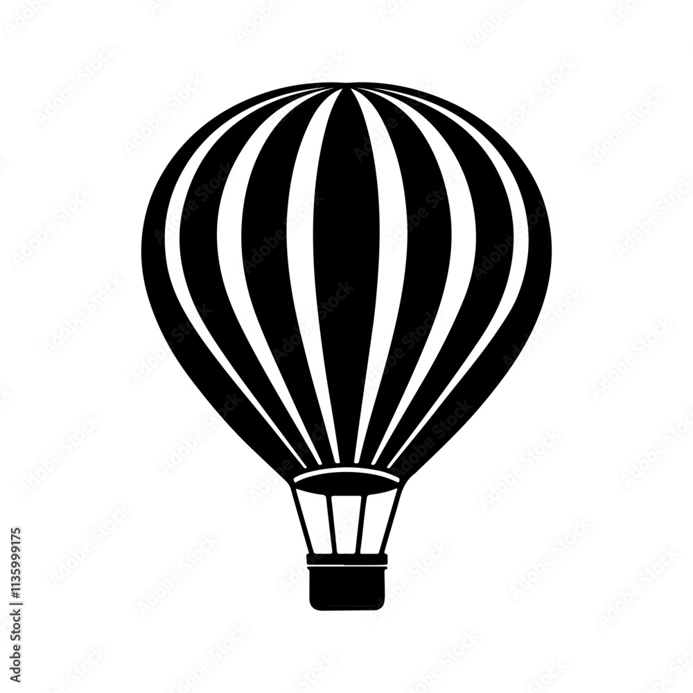 Obraz premium Hot Air Balloon silhouette, black and white silhouette, vector and illustration