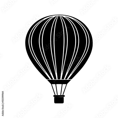 Hot Air Balloon silhouette, black and white silhouette, vector and illustration