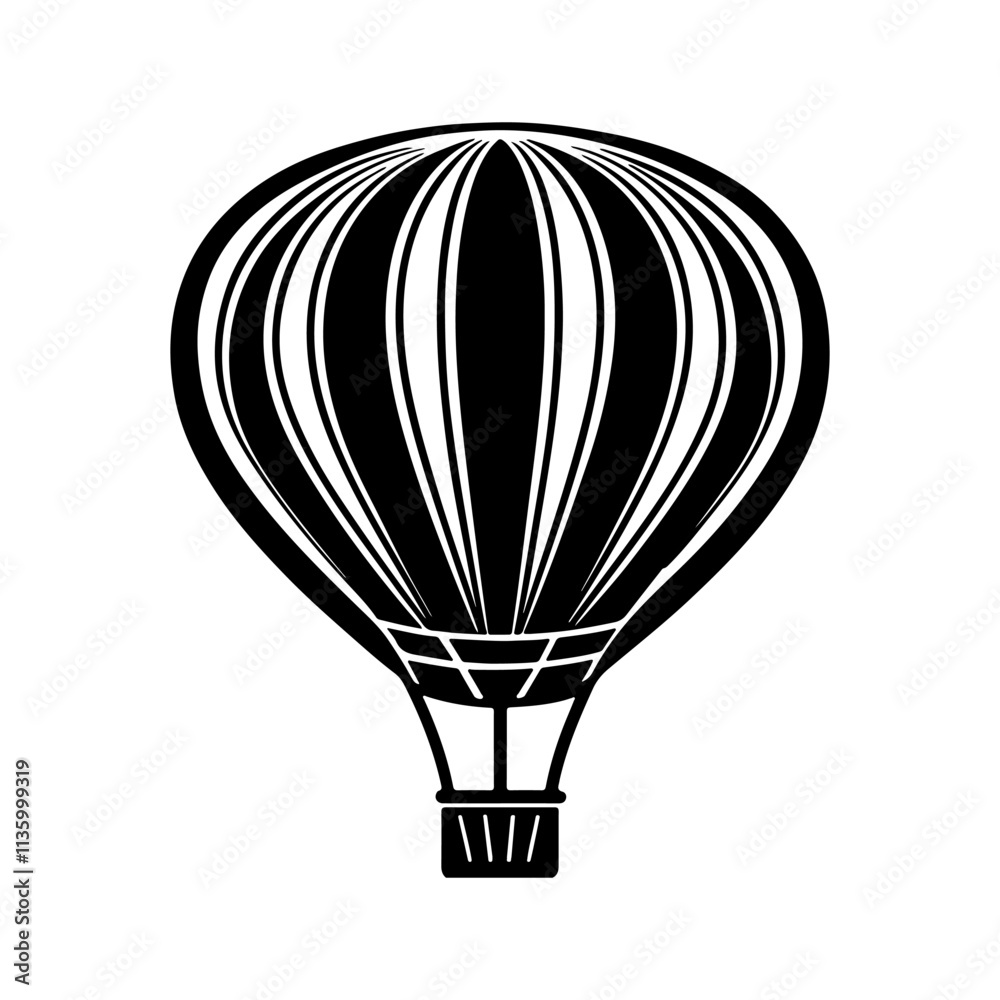 Obraz premium Hot Air Balloon silhouette, black and white silhouette, vector and illustration