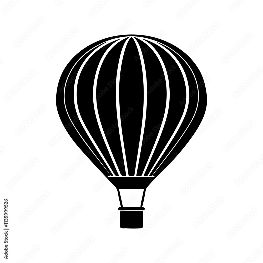 Obraz premium Hot Air Balloon silhouette, black and white silhouette, vector and illustration