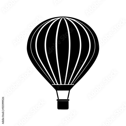Hot Air Balloon silhouette, black and white silhouette, vector and illustration