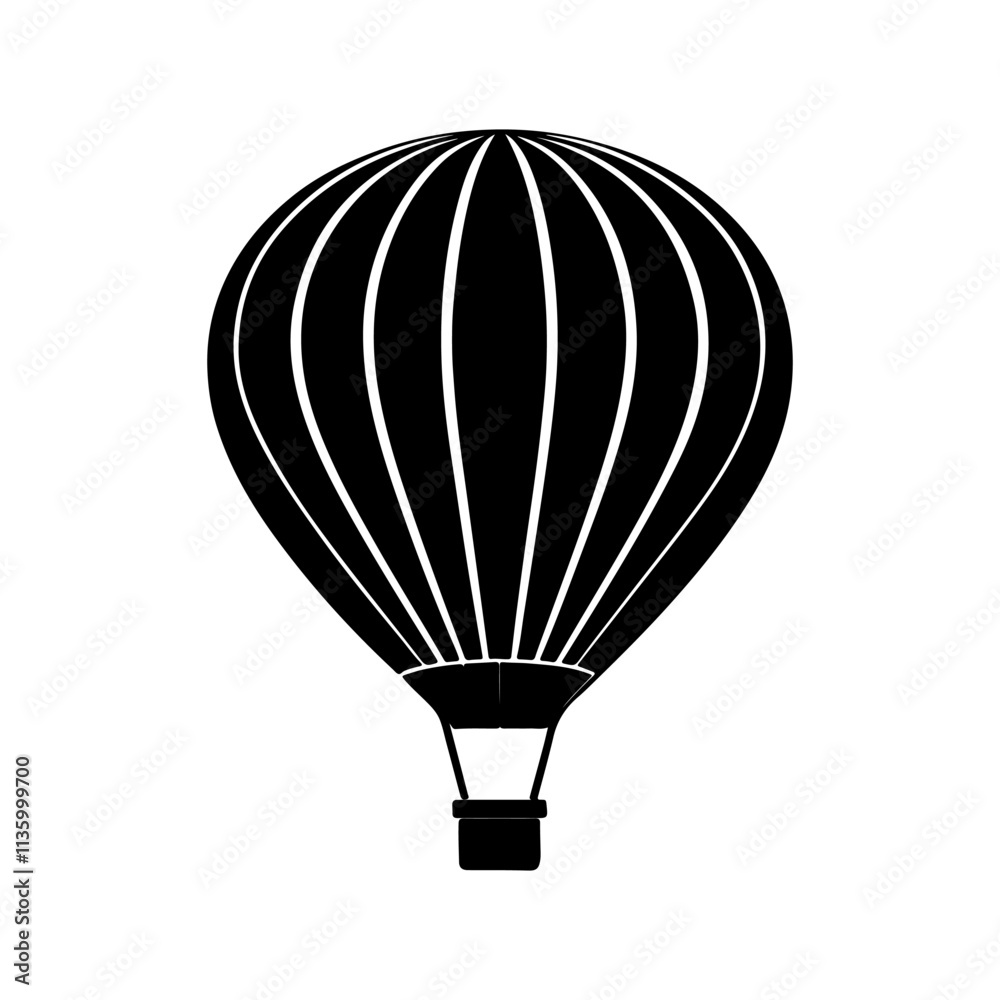Obraz premium Hot Air Balloon silhouette, black and white silhouette, vector and illustration