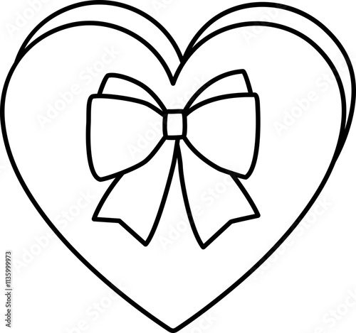 Heart shaped gift box Outline Vector.
Transparent background.