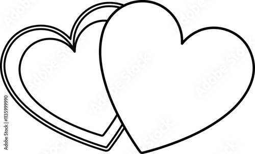 Heart shaped gift box Outline Vector.
Opened Heart shaped Valentine's Day gift box coloring drawing.
Transparent background.