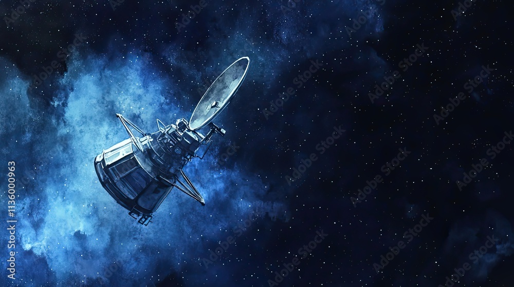 Obraz premium Spacecraft Soaring Through A Cosmic Nebula