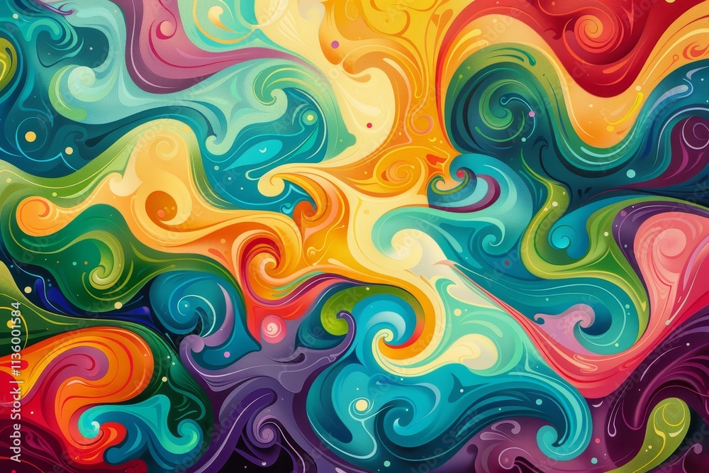 An abstract digital art piece with vivid colors and swirling shapes that evokes a dreamy and abstract feeling, Abstract interpretation of the concept of lifelong learning An abstract digital art piece with vivid colors and swirling shapes that evokes a dreamy and abstract feeling, Abstract interpretation of the concept of lifelong learning