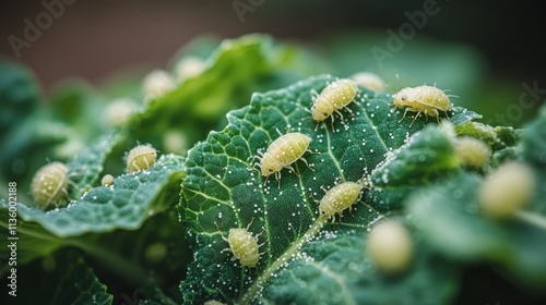 Aphids infest gardens, munching on cabbage and other plants, posing a serious threat to agricultural productivity photo