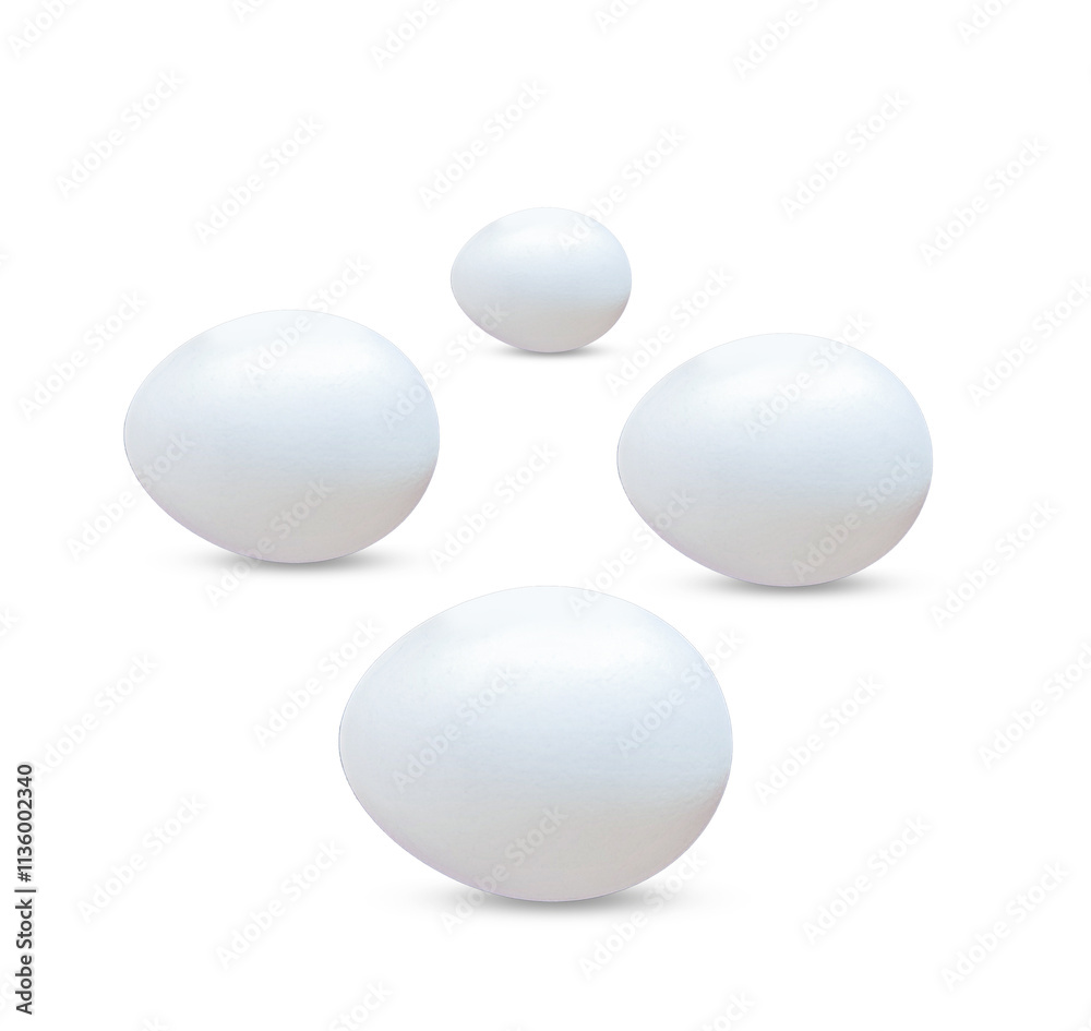 closeup of White chicken eggs isolated on white background closeup of White chicken eggs isolated on white background