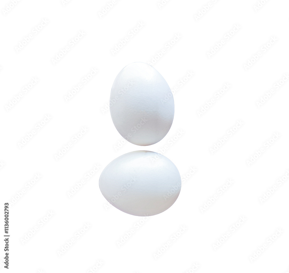 closeup of White chicken eggs isolated on white background closeup of White chicken eggs isolated on white background