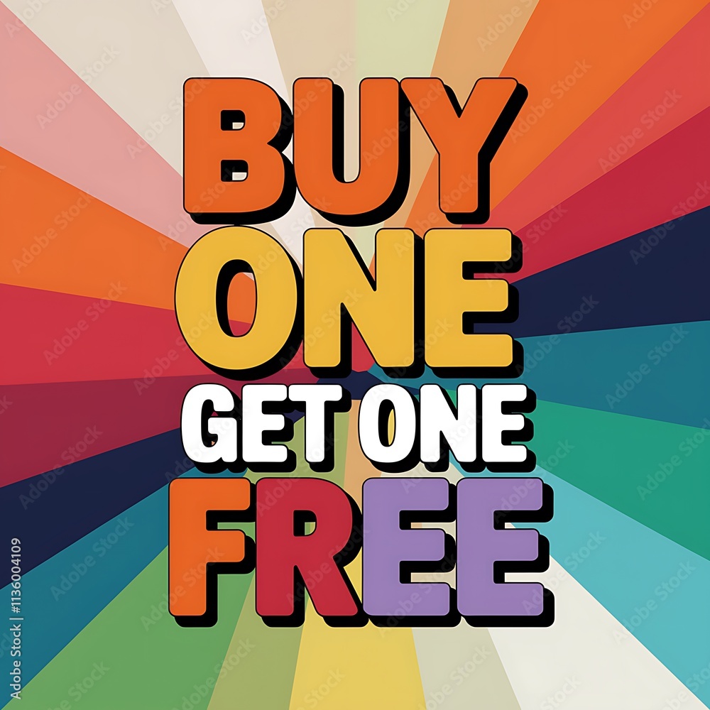 Naklejka premium Buy One Get One Free Offer Retro Style Advertisement