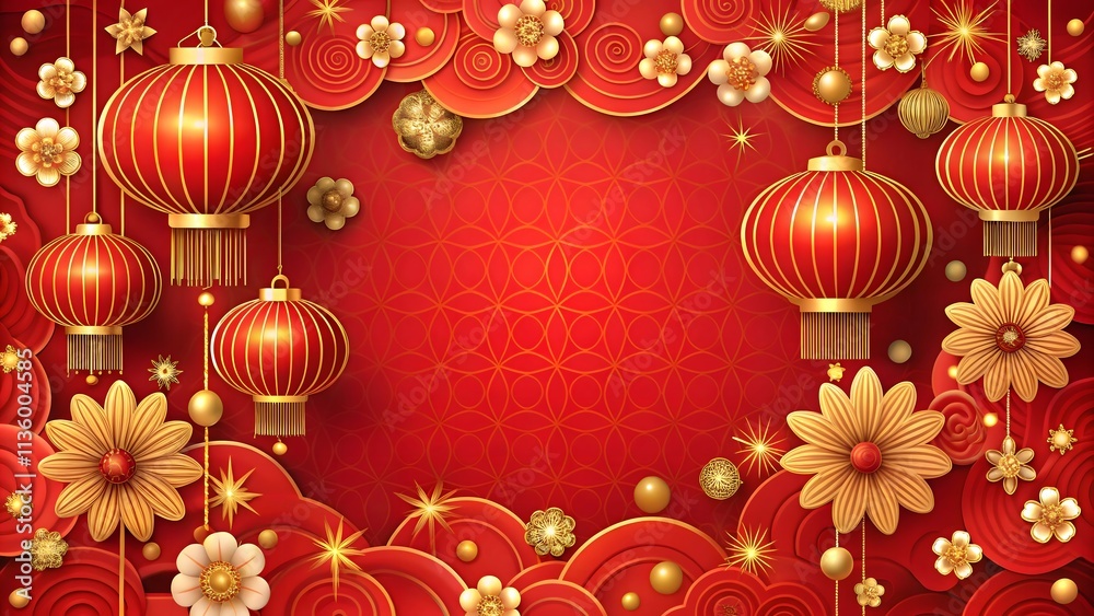 Floral Chinese New Year Celebration Background Floral Chinese New Year Celebration Background