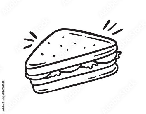 sandwich doodle hand drawn icon. Outline drawing sandwich line clipart symbol