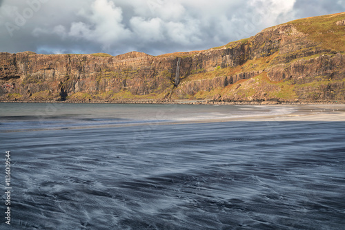 Sand patterns at Talisker beach, Skye island,Scotland photo