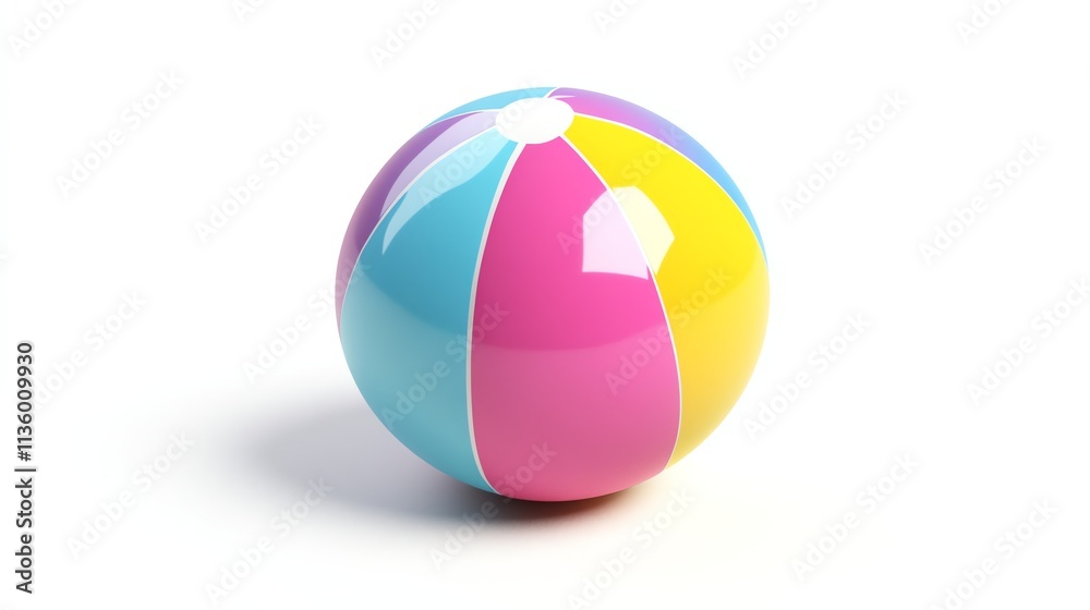 A colorful beach ball on a white background. A colorful beach ball on a white background.