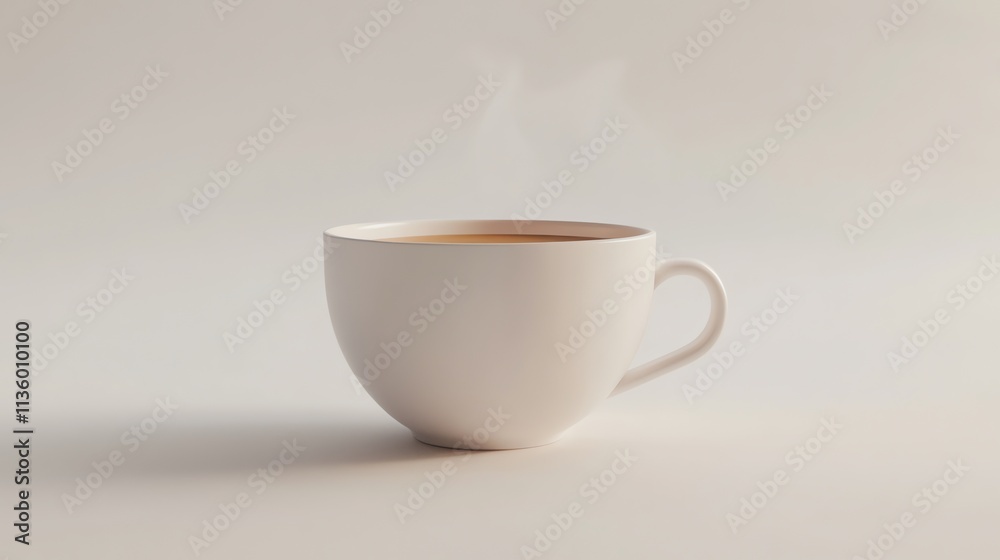 A white coffee mug with steam rising from it, on a white background. A white coffee mug with steam rising from it, on a white background.