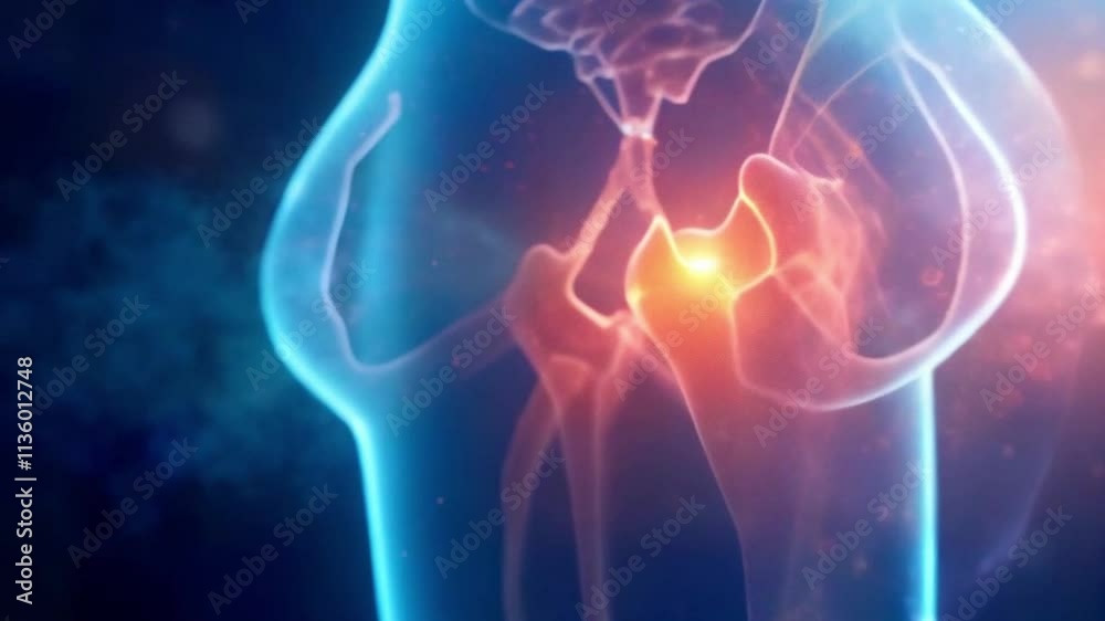 3D model of human body with red organ on black background. Medicine technology concept. Loop