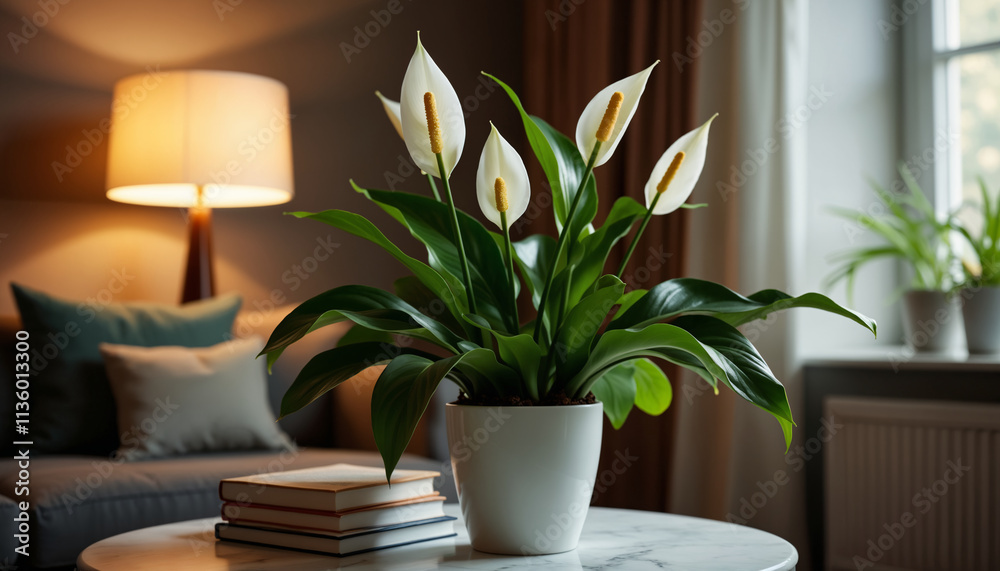 Elegant Indoor Plant Arrangement in Modern Living Room