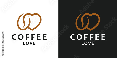 Coffee lover logo design. Coffee bean logo with abstract lines style logo with heart love design Vector Symbol Icon