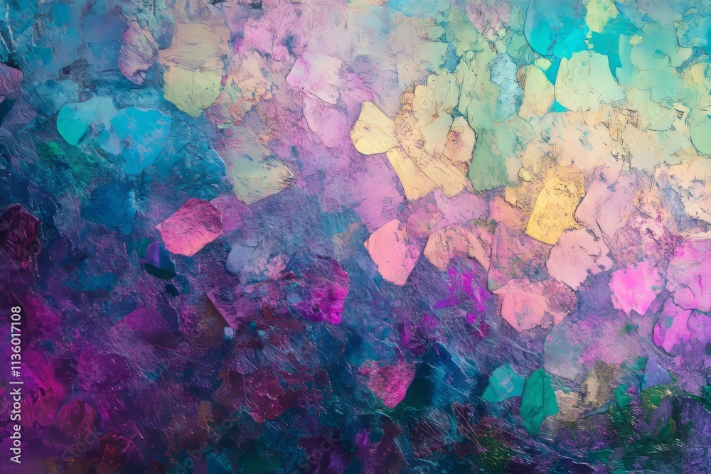 Holographic foil texture with shifting colors in shades of blue, pink, and purple under bright light Holographic foil texture with shifting colors in shades of blue, pink, and purple under bright light