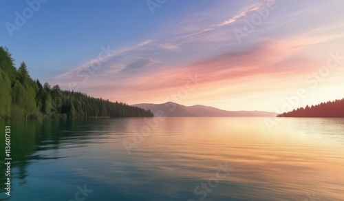 a lake with a mountain in the distance