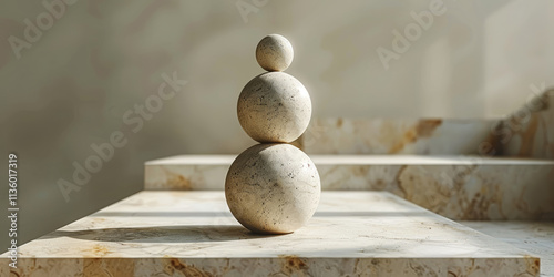 abstract minimalist shapes that play with the concept of weight and mass. photo