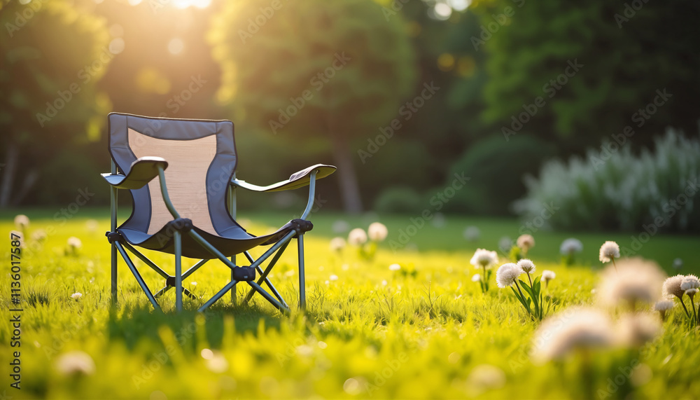 Relaxing Chair in a Serene Garden Setting Relaxing Chair in a Serene Garden Setting