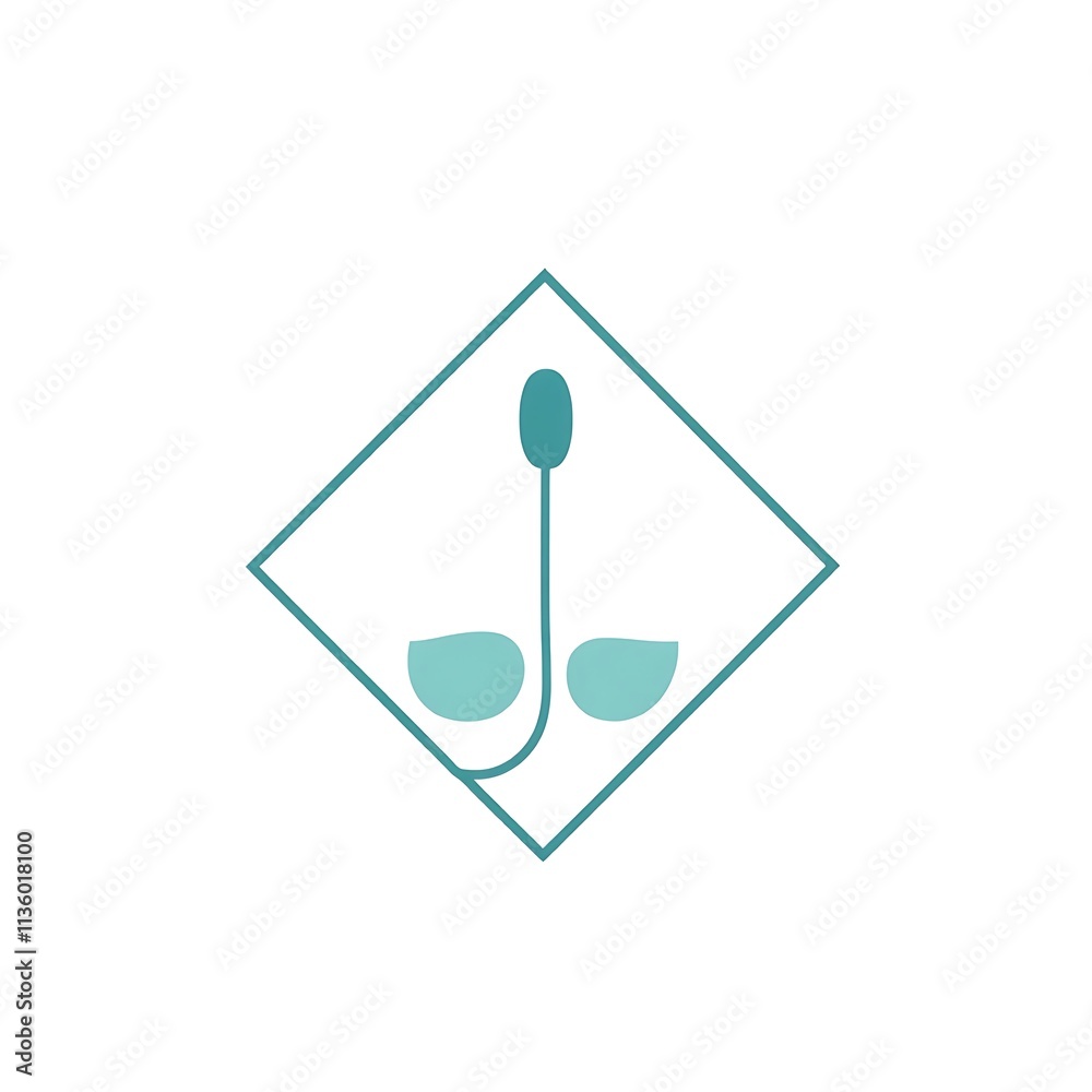 Minimalist Nature Logo: A simple yet powerful logo design featuring a stylized sprout emerging from the ground within a diamond frame. The use of soft teal hues evokes a sense of calm and growth. Minimalist Nature Logo: A simple yet powerful logo design featuring a stylized sprout emerging from the ground within a diamond frame. The use of soft teal hues evokes a sense of calm and growth.