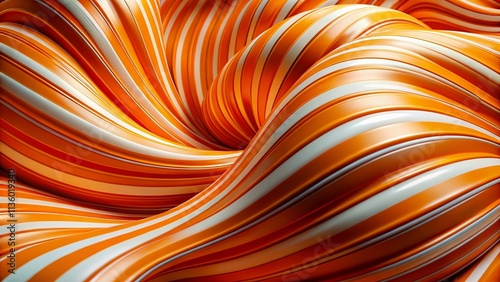 Abstract Orange White Curve Stripes Portrait Photography, Stylish Swirl Design, Modern Art, Artistic Portrait