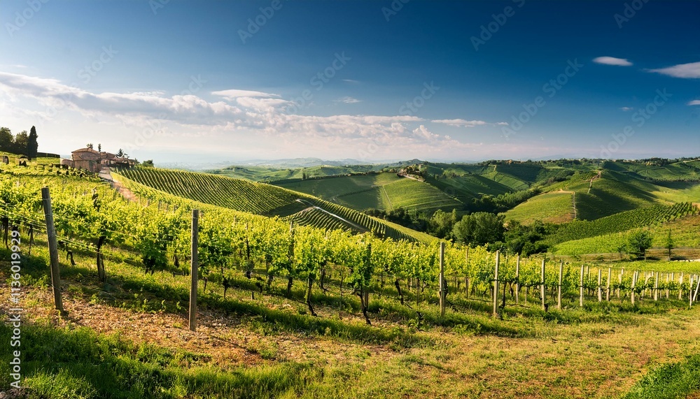 Naklejka premium a beautiful view of a vineyard in summer 