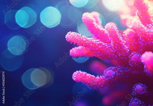 Vibrant Pink Coral Reef Closeup Underwater Scene photo