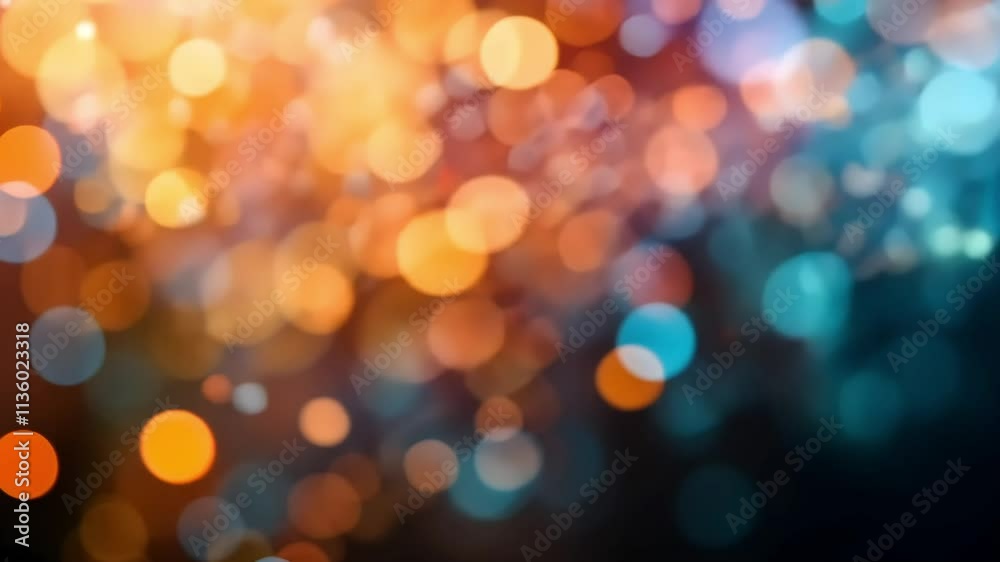 Abstract background with bokeh lights in orange, blue, and purple hues. The image features a blend of bright and soft light points, creating a vibrant and festive mood. Abstract background with bokeh lights in orange, blue, and purple hues. The image features a blend of bright and soft light points, creating a vibrant and festive mood.