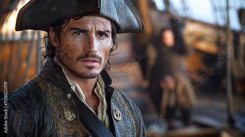 A dashing pirate captain portrait, 18th century attire