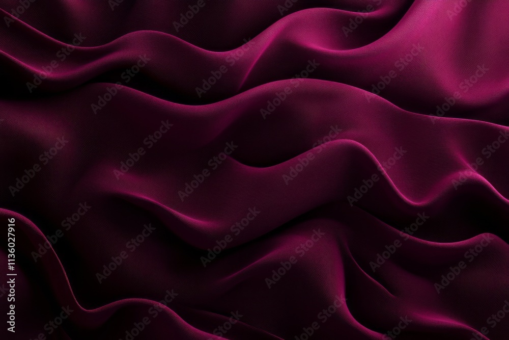 Obraz premium Deep burgundy velvet fabric texture showcasing soft waves and elegant drape for luxurious design elements