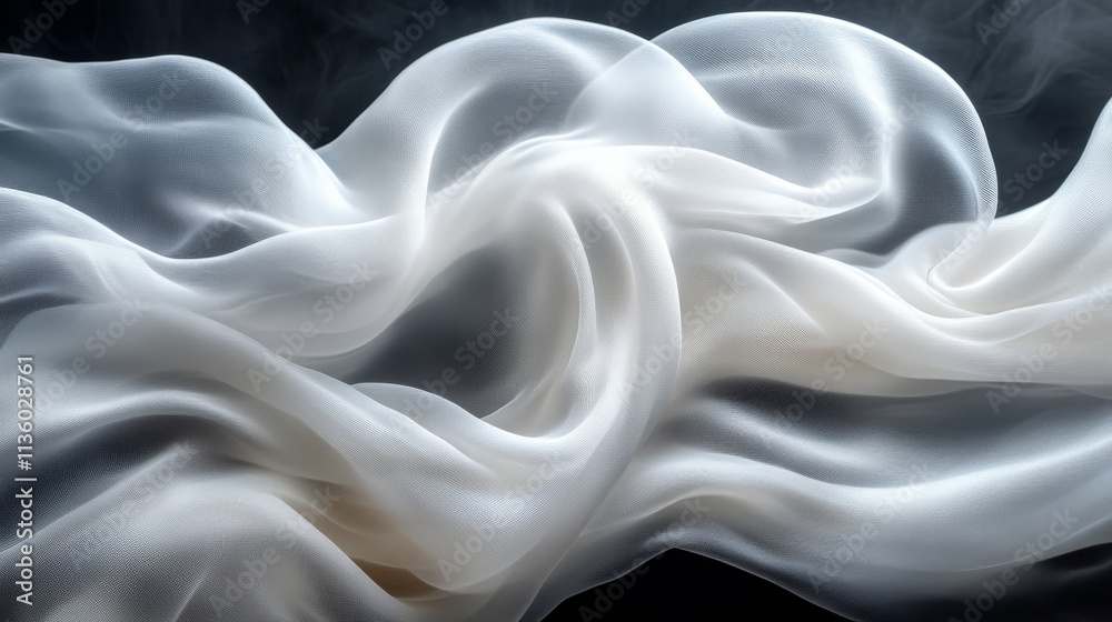 Obraz premium Flowing white silk fabric with elegant folds