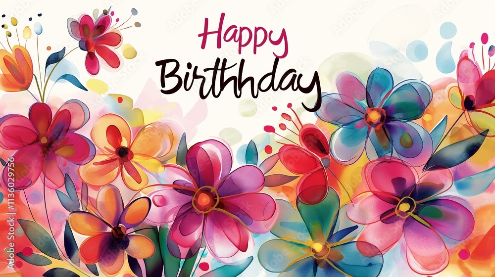 Fototapeta premium happy birthday gifts wishes card