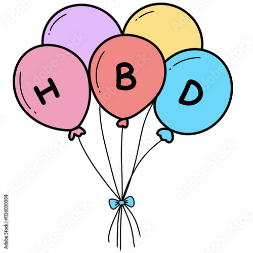 Super cute drawing of colorful birthday balloons.