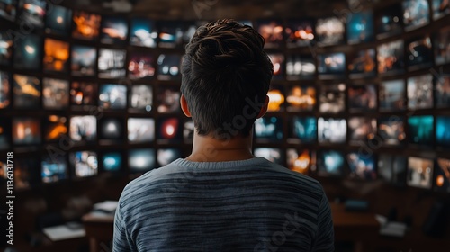 Man Overwhelmed by Streaming Options 