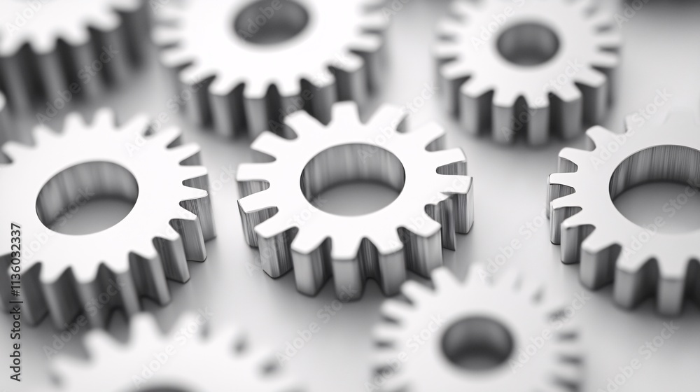 A collection of metallic gears arranged on a surface, showcasing their interlocking design and industrial aesthetic. A collection of metallic gears arranged on a surface, showcasing their interlocking design and industrial aesthetic.
