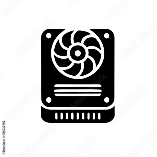 hdd ssd storage computer as a simple single icon logo black and white vector illustration, isolated on transparent background