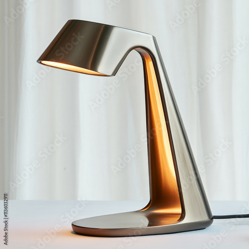 Sleek modern table lamp in minimalist design illuminating style and elegance photo