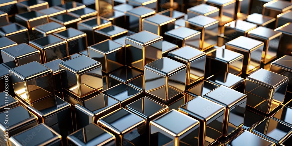 Aerial View Luxury Black Gold Cubes Grid - Modern Architecture Design Aerial View Luxury Black Gold Cubes Grid - Modern Architecture Design