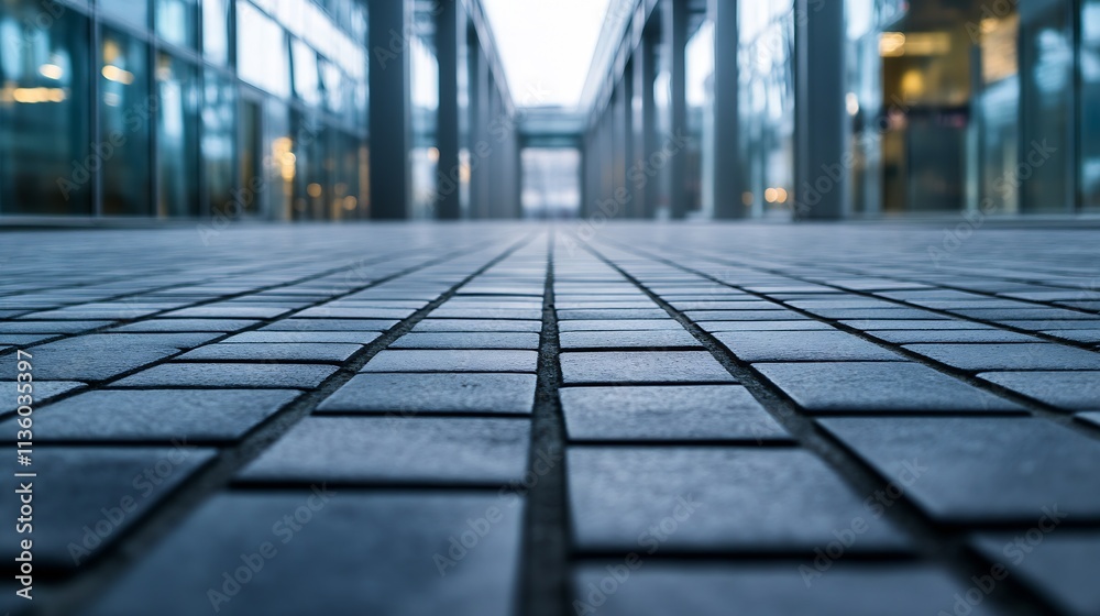CloseUp Perspective of Modern Urban Street with Geometric Brick Patterns : Generative AI CloseUp Perspective of Modern Urban Street with Geometric Brick Patterns : Generative AI