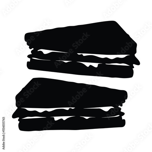 Sandwich with layers vector silhouette illustration