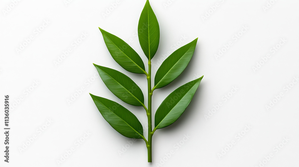 A Single Sprig of Green: A delicate sprig of green leaves with vibrant, emerald hues, positioned gracefully on a minimalist white background, embodies the essence of nature's simplicity and purity. A Single Sprig of Green: A delicate sprig of green leaves with vibrant, emerald hues, positioned gracefully on a minimalist white background, embodies the essence of nature's simplicity and purity.